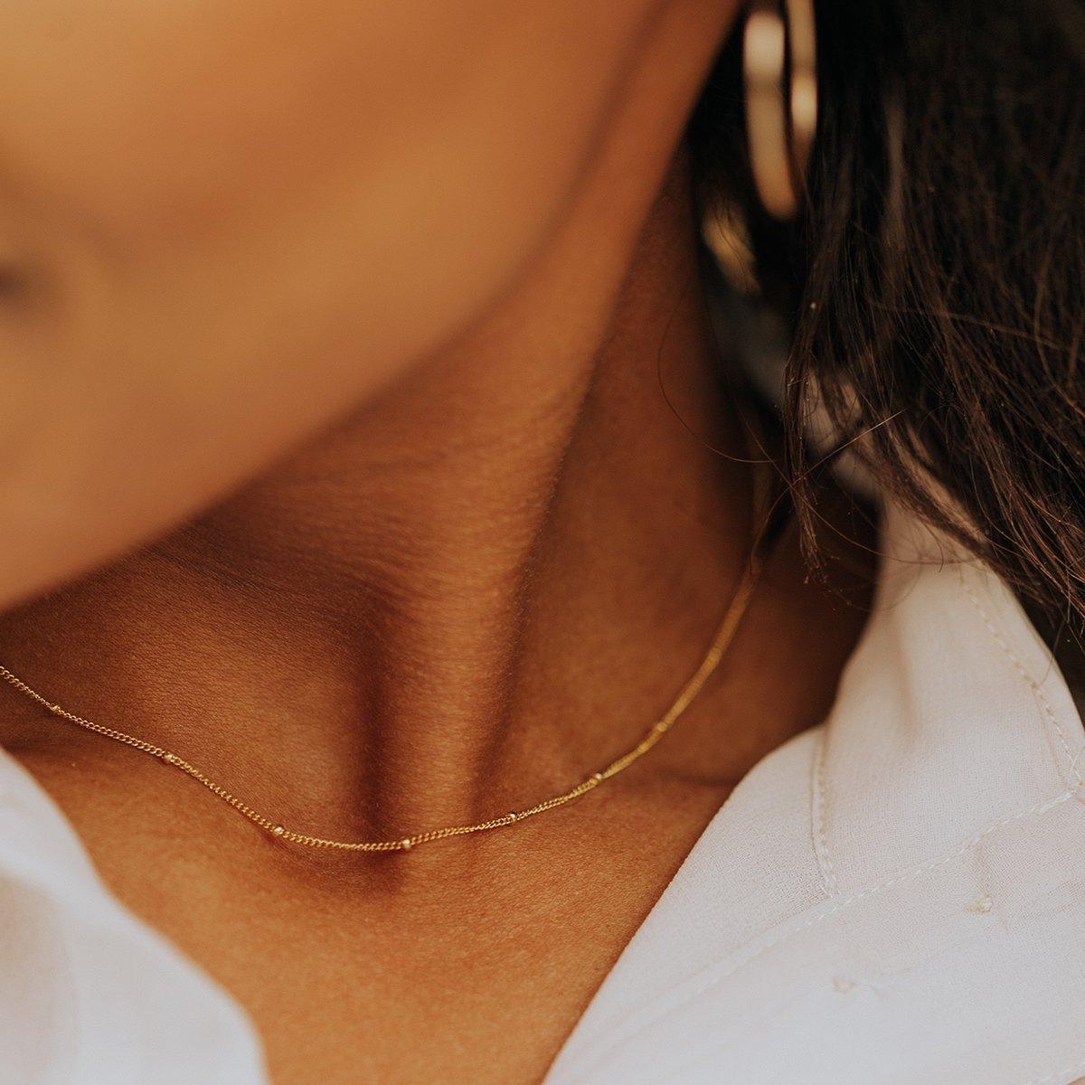 Dainty Newport Bead Necklace (14k Gold-Plated) - Jewelled Me