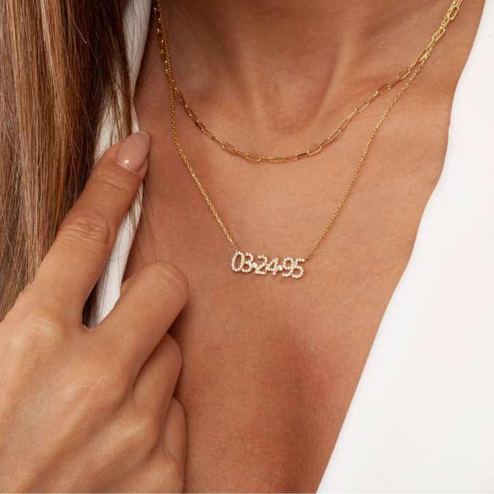 Pave Custom Date Necklace (Horizontal) - Jewelled Me
