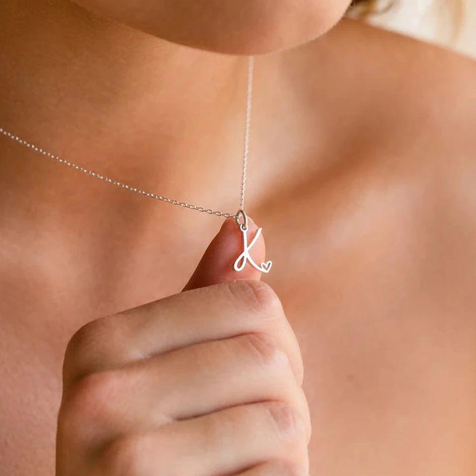 Heart Tail Initial Necklace (14k Gold-Plated) - Jewelled Me