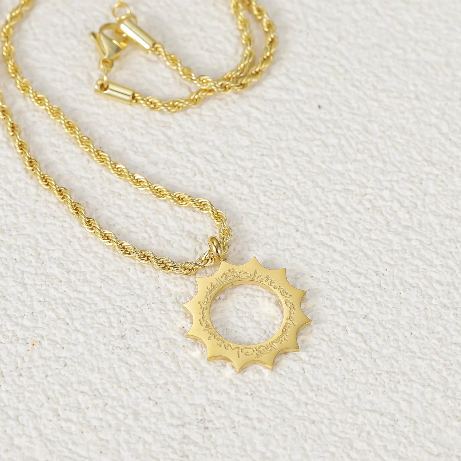Arabic "With Hardship Comes Ease" Sun Pendant - Jewelled Me