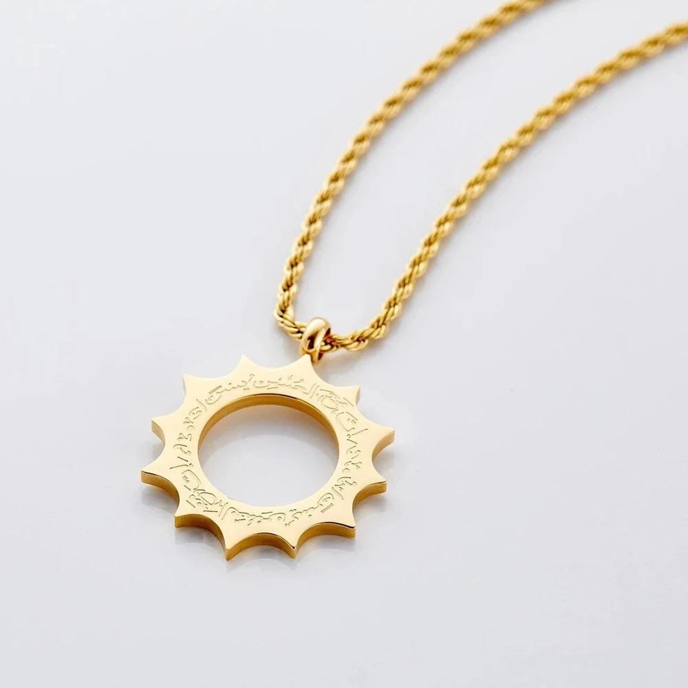 Arabic "With Hardship Comes Ease" Sun Pendant - Jewelled Me