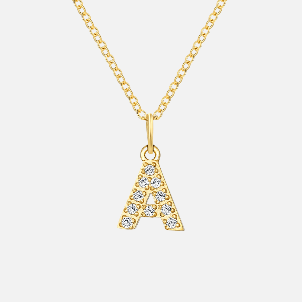 ICED Initial Necklace (14k Gold-Plated) - Jewelled Me