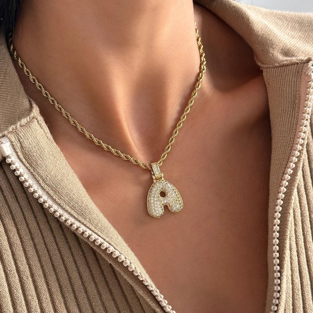 ICED Big Bubble Initial Necklace - Jewelled Me