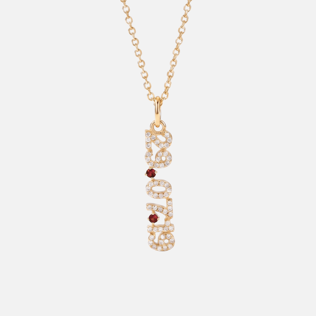 Mini Pave Date Necklace (Vertical)
