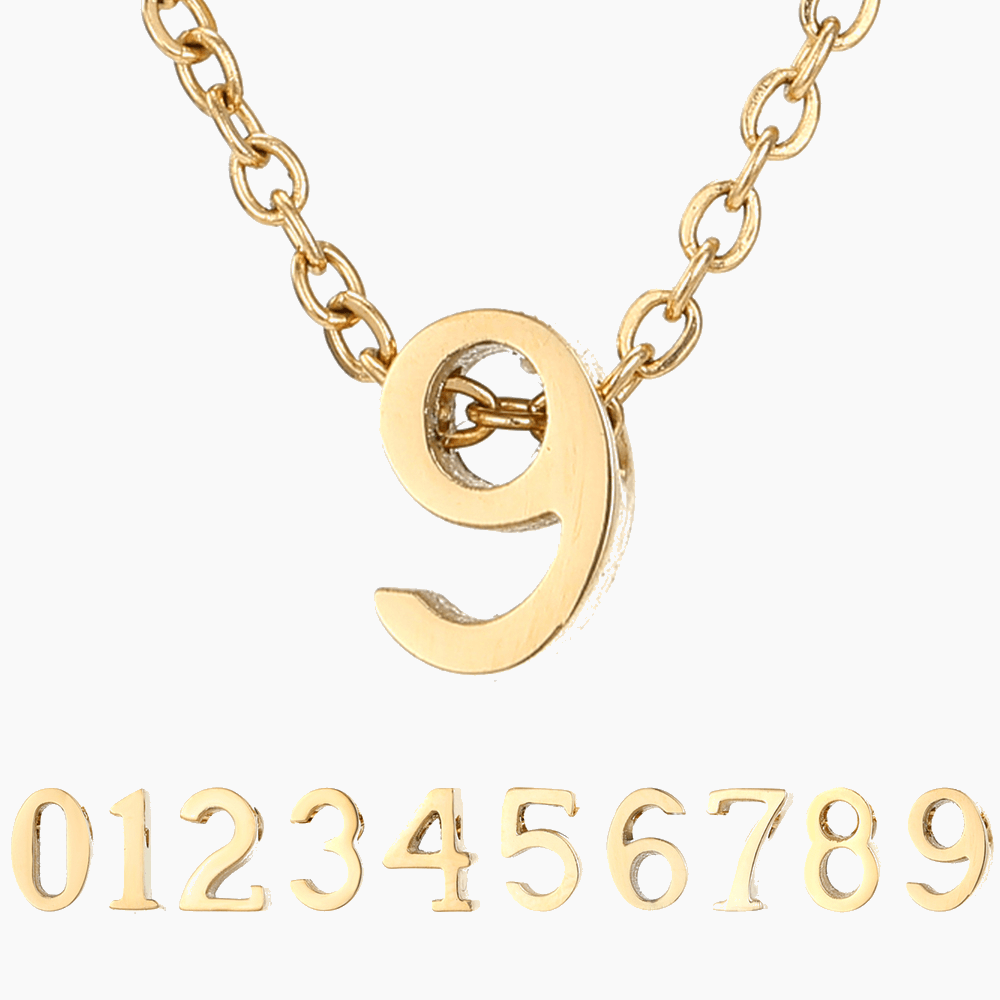 Numbered Pendant Necklace (14K Gold-Plated) - Jewelled Me