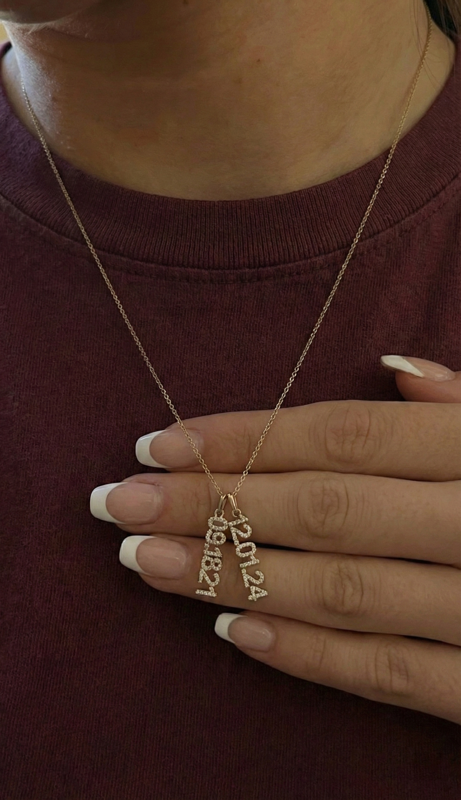 Mini Pave Custom Date Necklaces (Vertical)