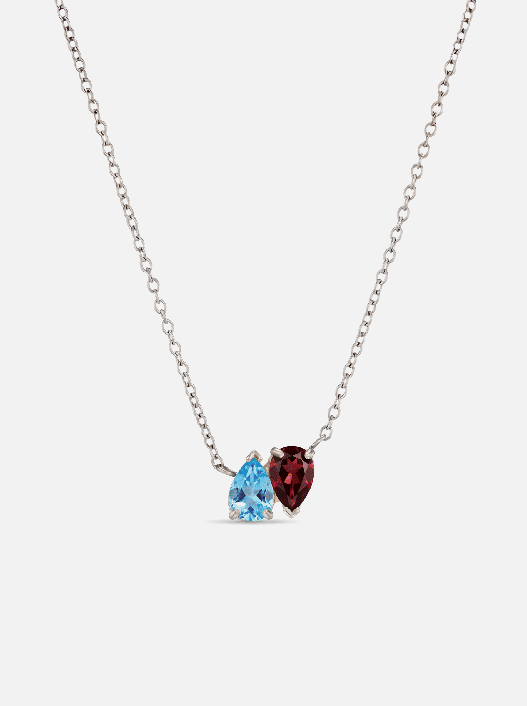 Pluie Toi & Moi Birthstone Necklace - Silver - Jewelled Me