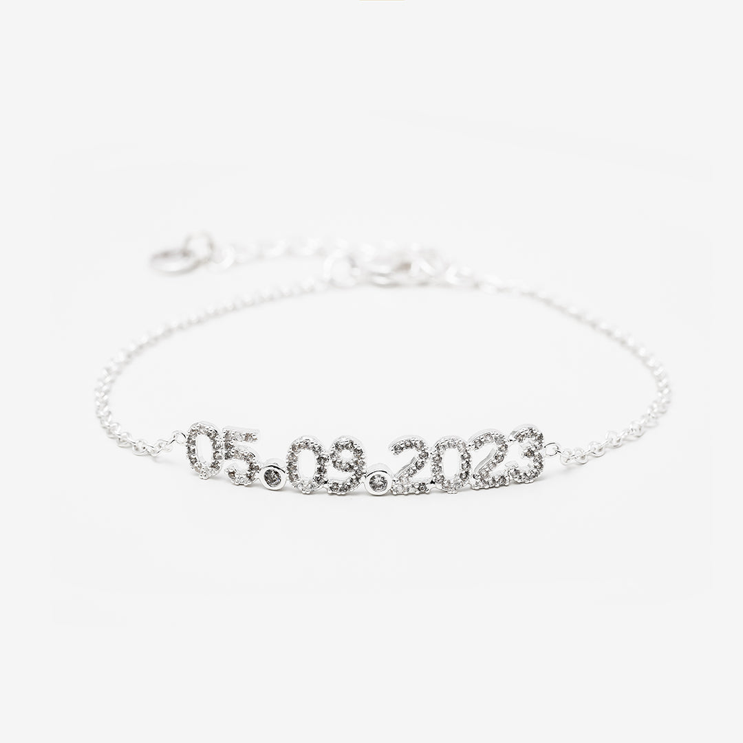 Pave Custom Date Bracelet - Jewelled Me