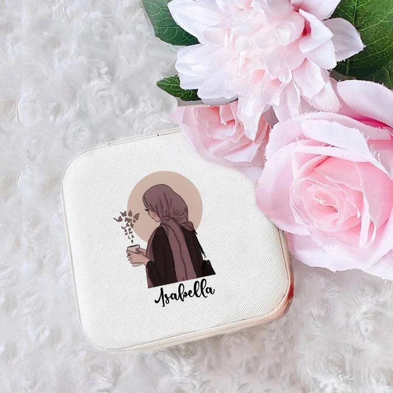 Custom Hijab Girl Jewellery Travel Case (Single Name) - Jewelled Me