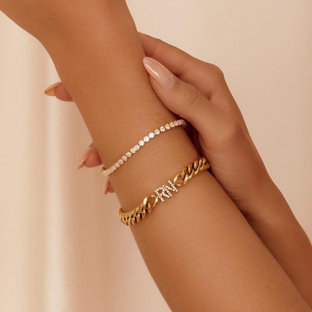 ICED Custom Name Cuban Chain Bracelet - Jewelled Me