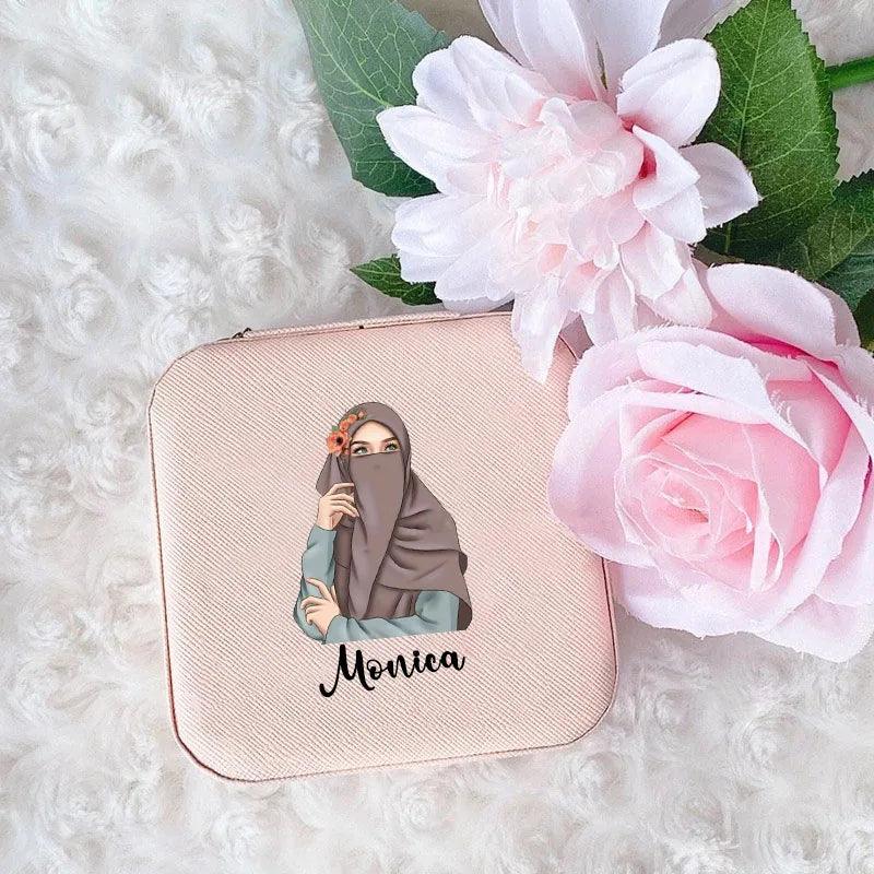 Custom Hijab Girl Jewellery Travel Case (Single Name) - Jewelled Me
