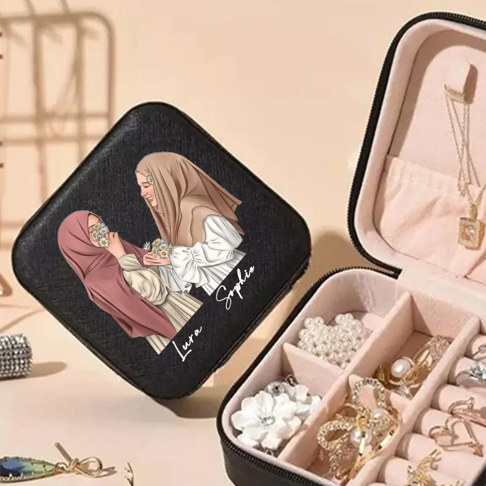 Custom Hijab Girls Jewellery Travel Case (Double Name) - Jewelled Me