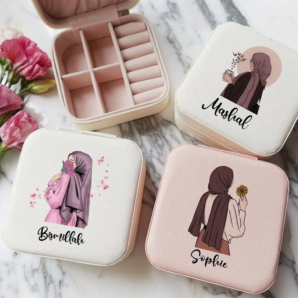 Custom Hijab Girl Jewellery Travel Case (Single Name) - Jewelled Me