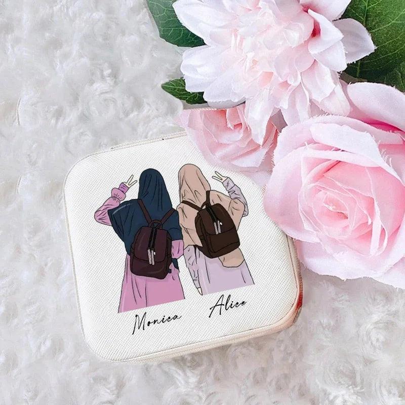 Custom Hijab Girls Jewellery Travel Case (Double Name) - Jewelled Me