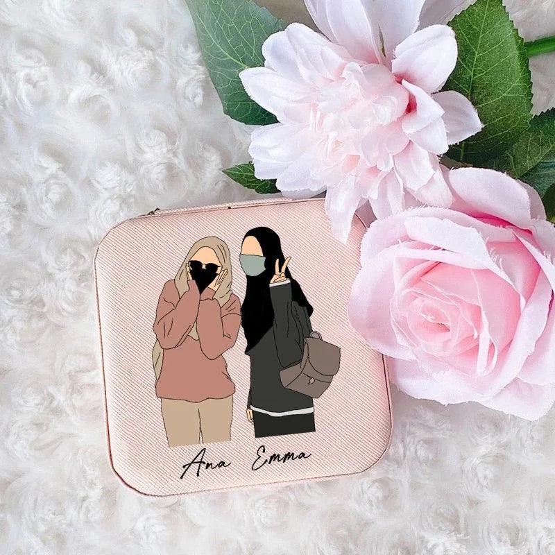 Custom Hijab Girls Jewellery Travel Case (Double Name) - Jewelled Me