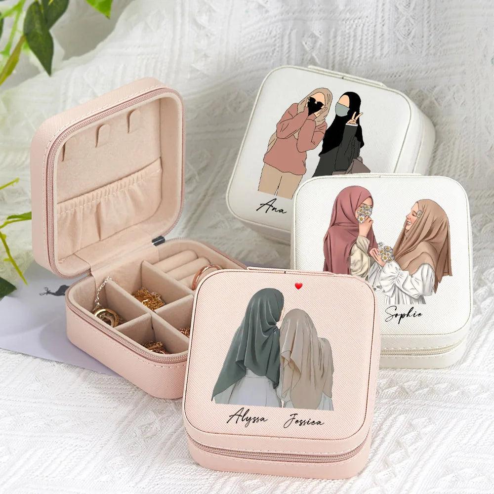 Custom Hijab Girls Jewellery Travel Case (Double Name) - Jewelled Me