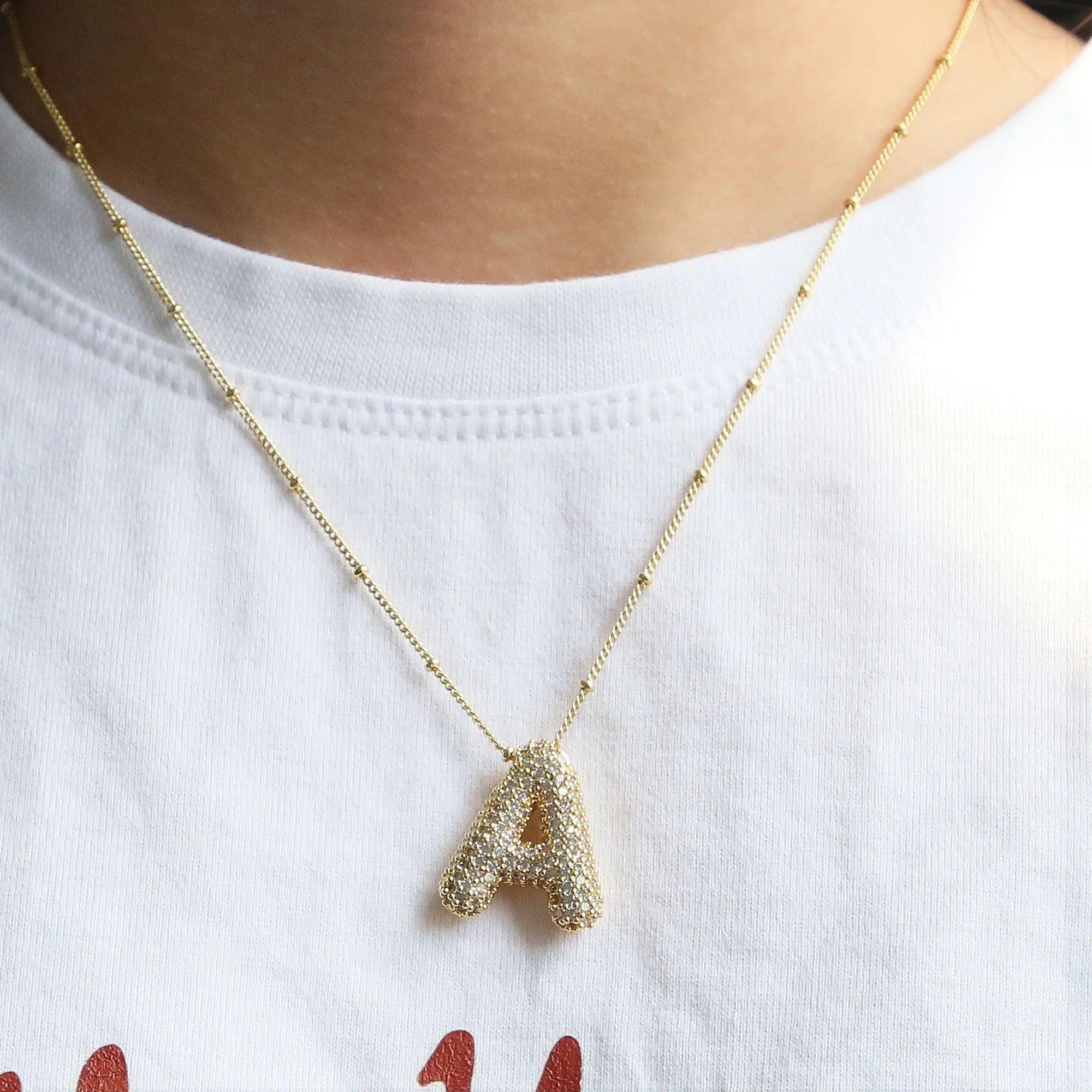 ICED Slim Bubble Initial Necklace - Jewelled Me