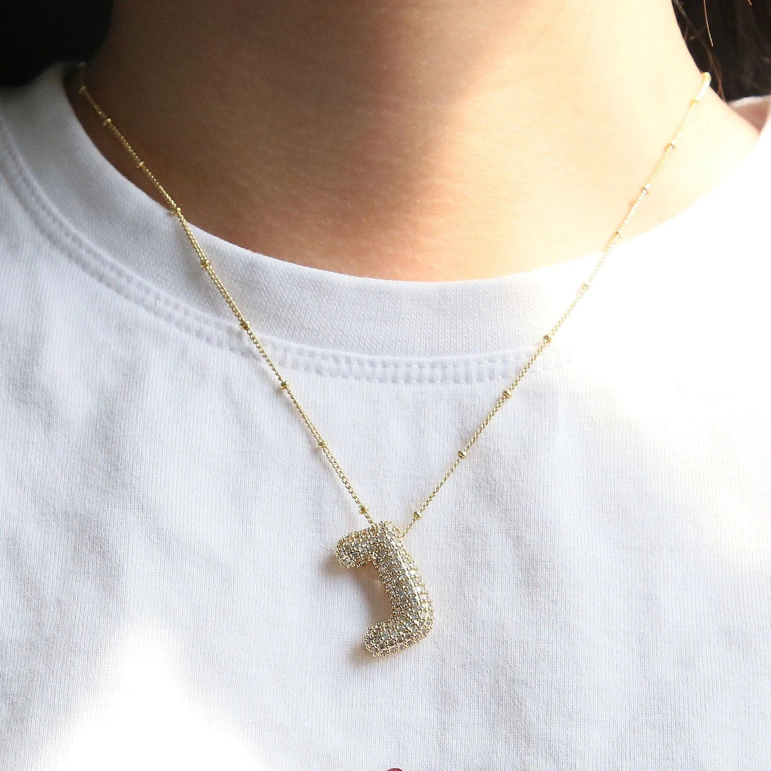 ICED Slim Bubble Initial Necklace - Jewelled Me