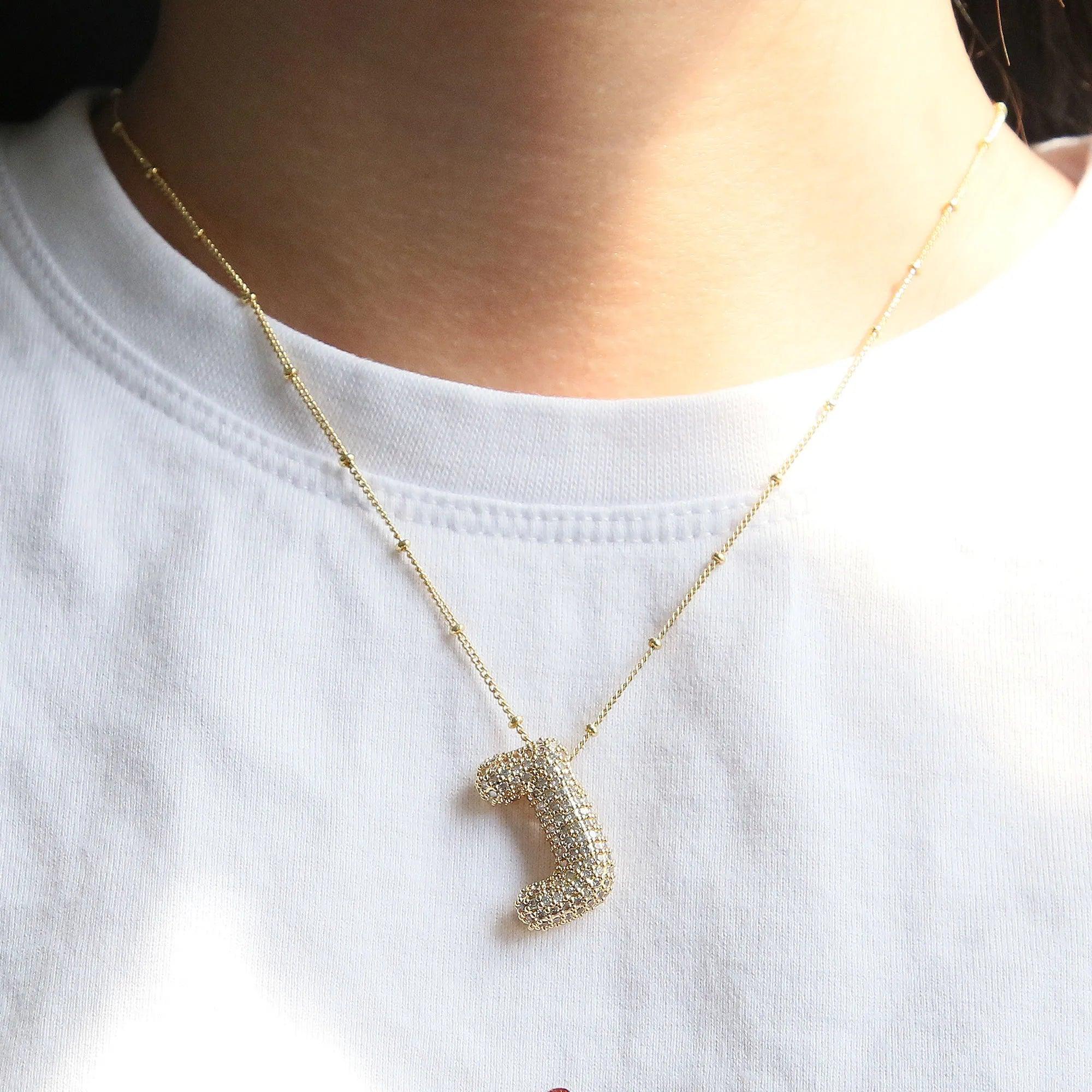 ICED Slim Bubble Initial Necklace - Jewelled Me