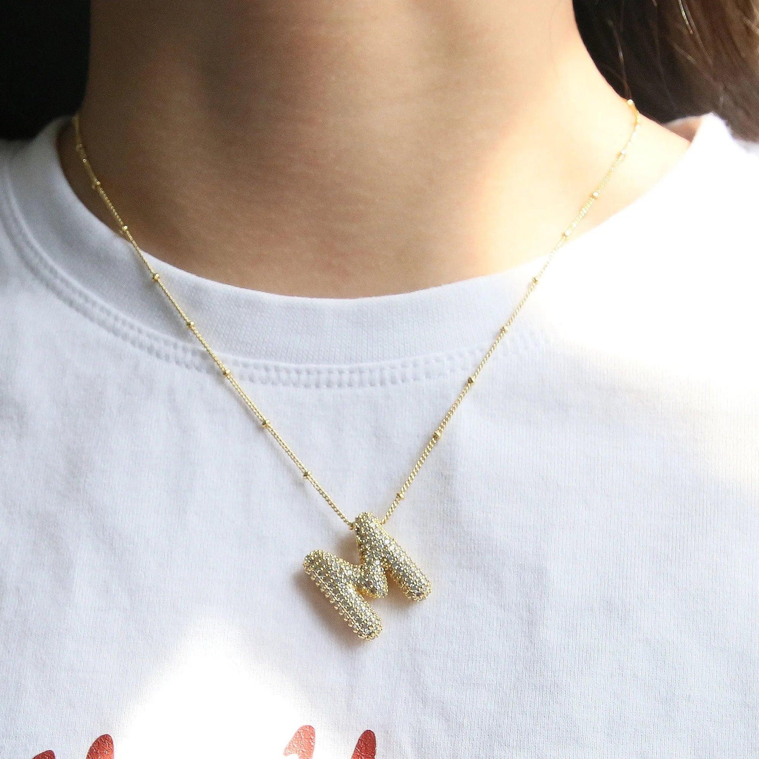 ICED Slim Bubble Initial Necklace - Jewelled Me