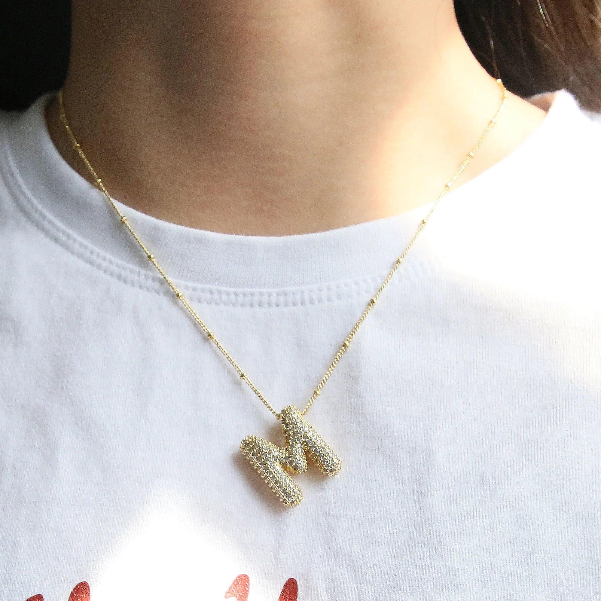 ICED Slim Bubble Initial Necklace - Jewelled Me