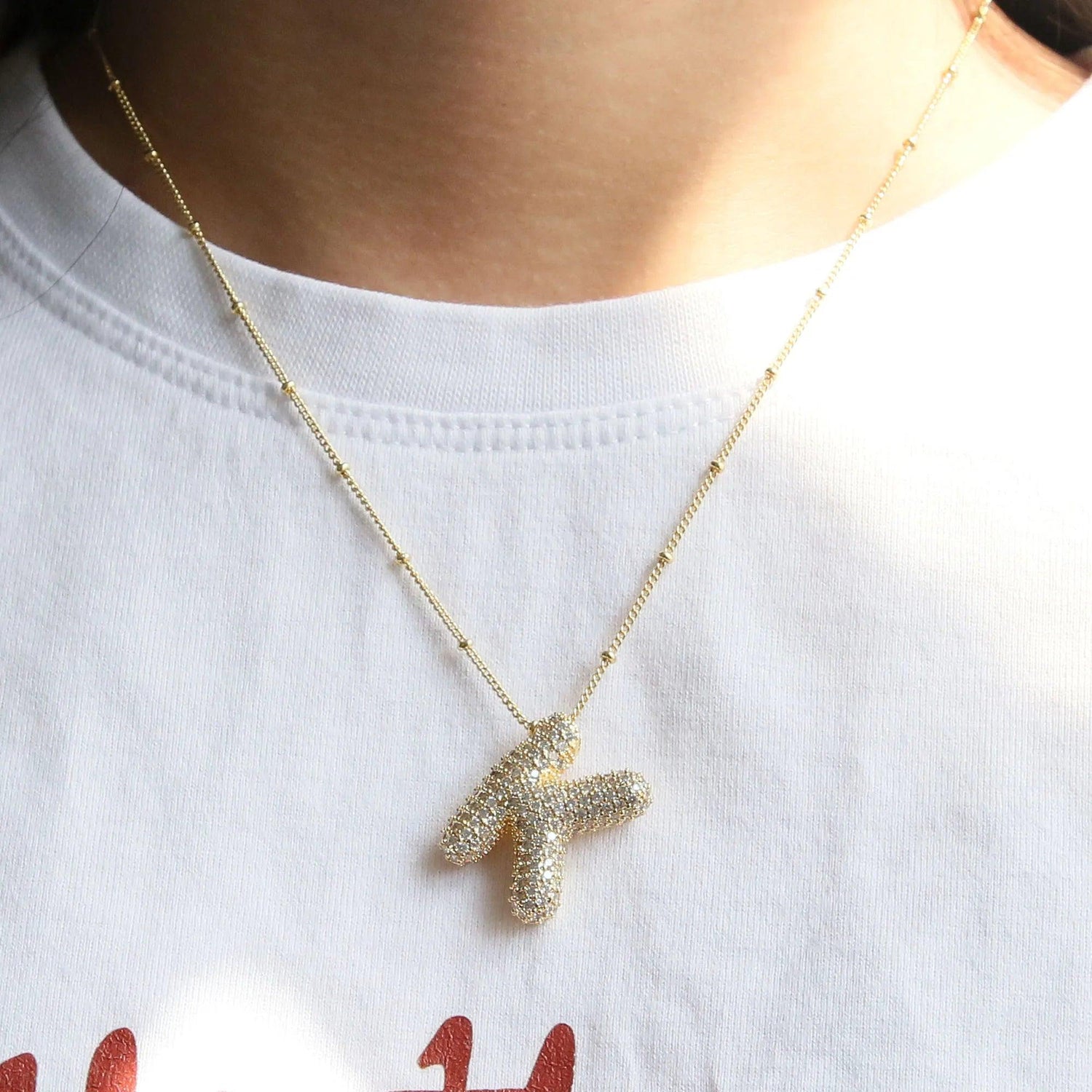 ICED Slim Bubble Initial Necklace - Jewelled Me
