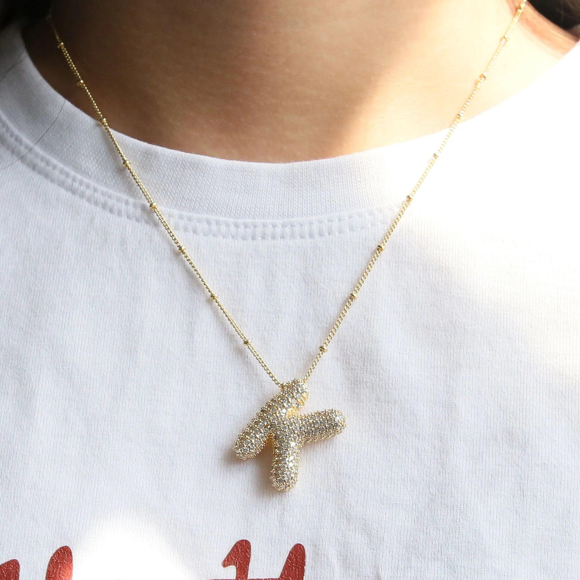 ICED Slim Bubble Initial Necklace - Jewelled Me