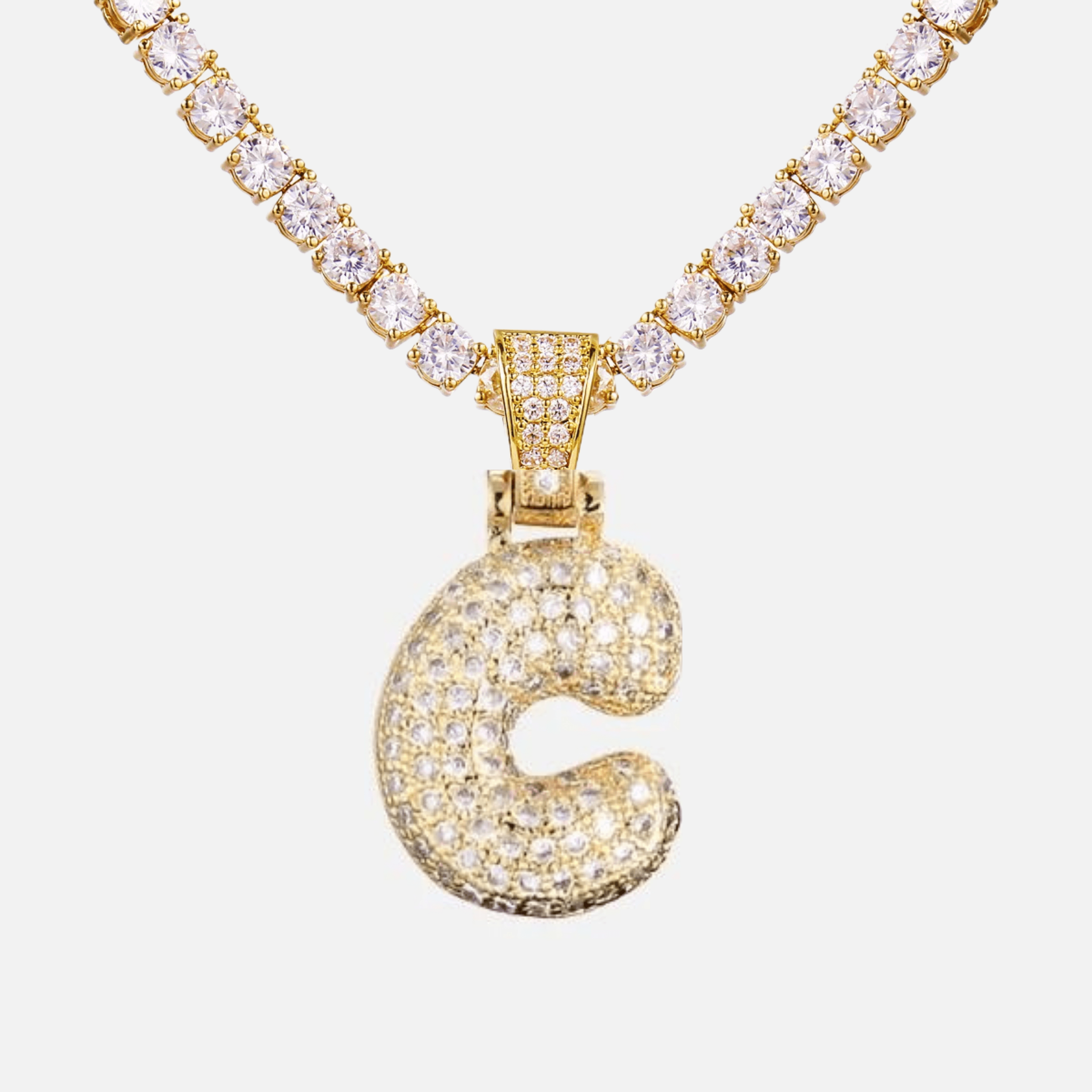 ICED Big Bubble Initial Necklace - Jewelled Me