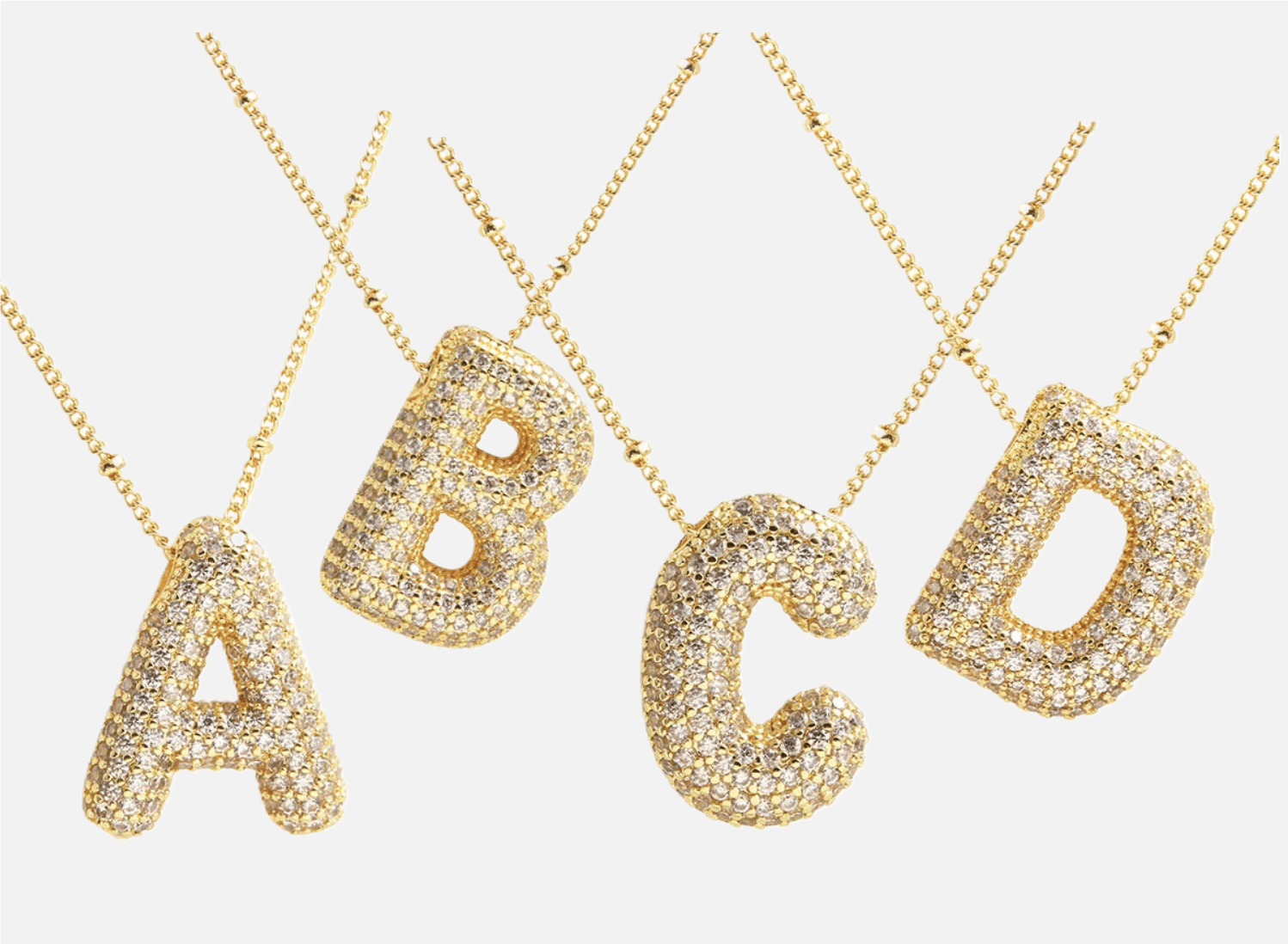 ICED Slim Bubble Initial Necklace - Jewelled Me