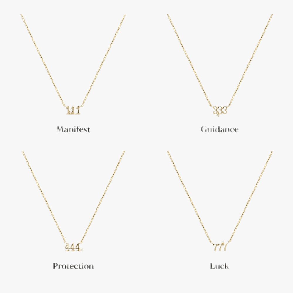 Mini Vermeil Angel Number 111, 333, 444, & 777 Necklaces - Jewelled Me