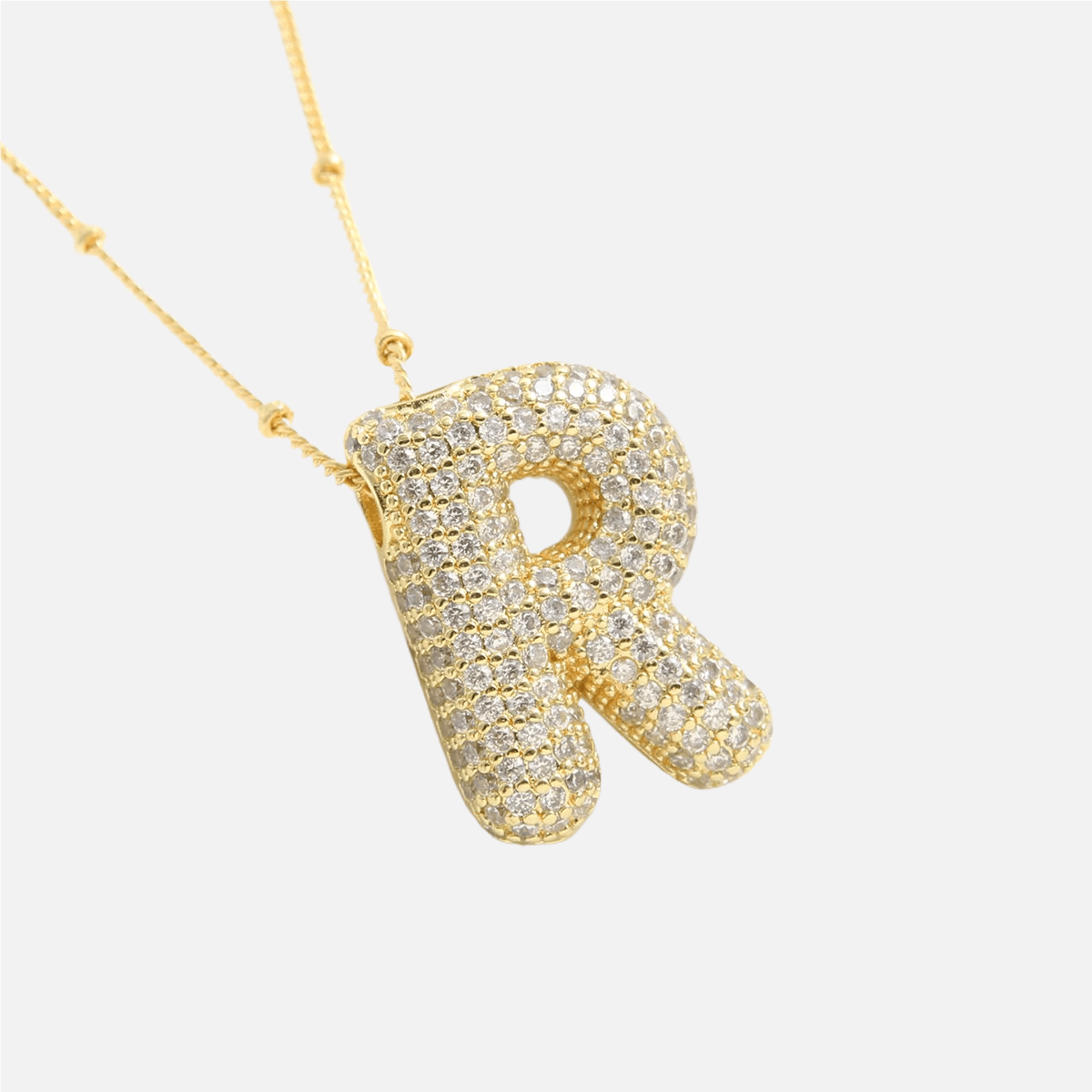 ICED Slim Bubble Initial Necklace - Jewelled Me