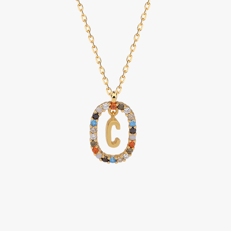 Gemstone Initial Pendant - Jewelled Me