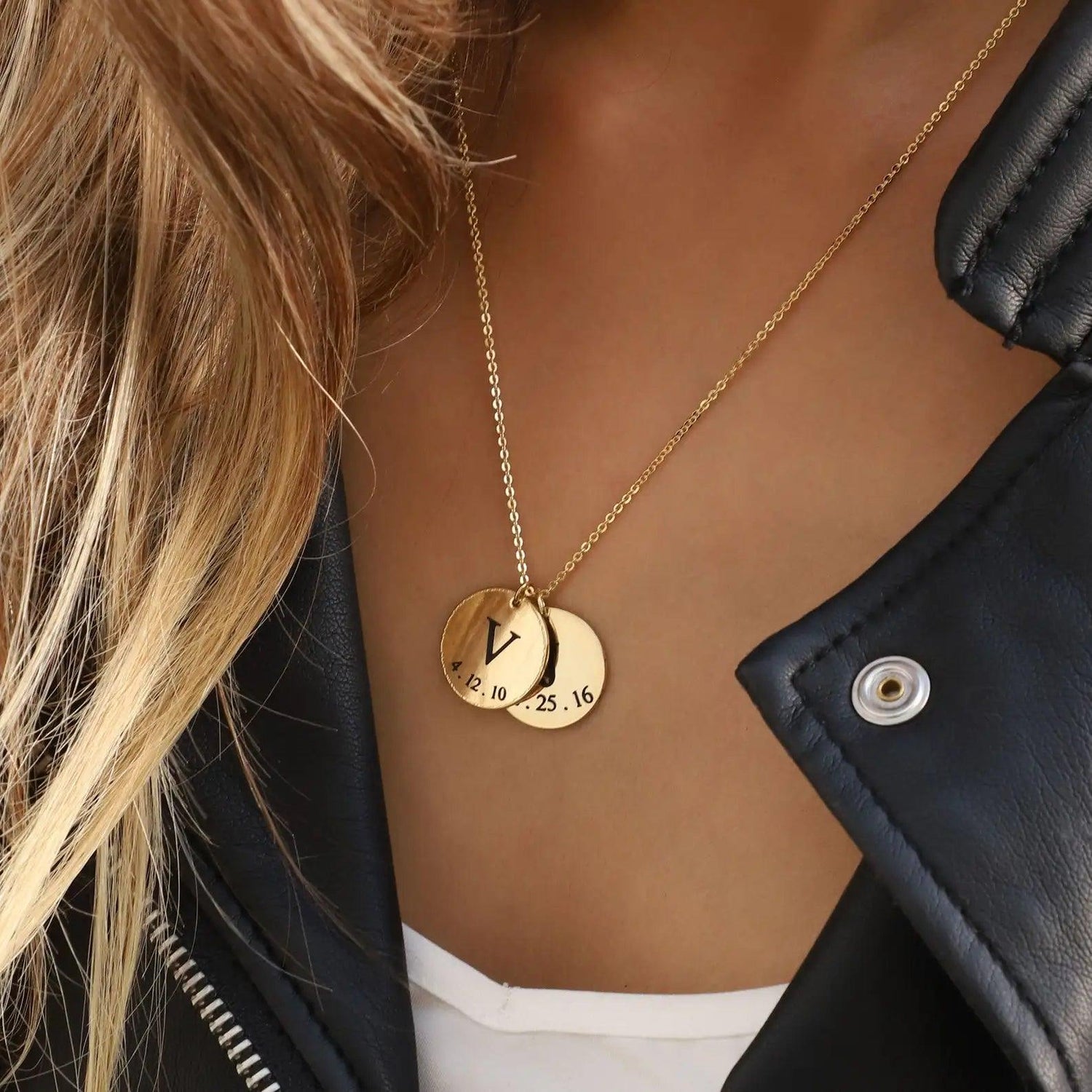Custom Letter & Date Coin Pendant (18k Gold-Plated) - Jewelled Me