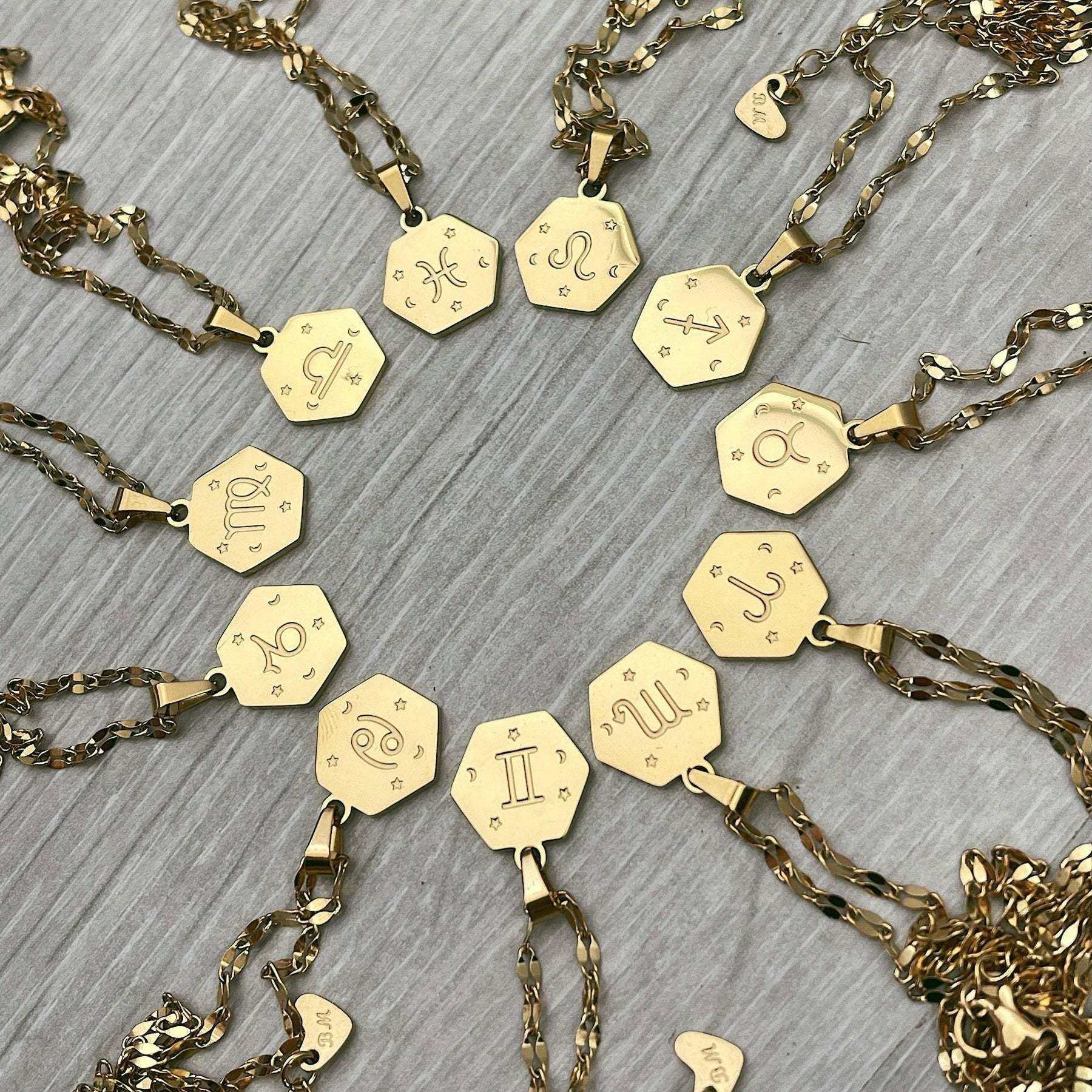 Hexagonal Zodiac Necklace - Jewelled Me