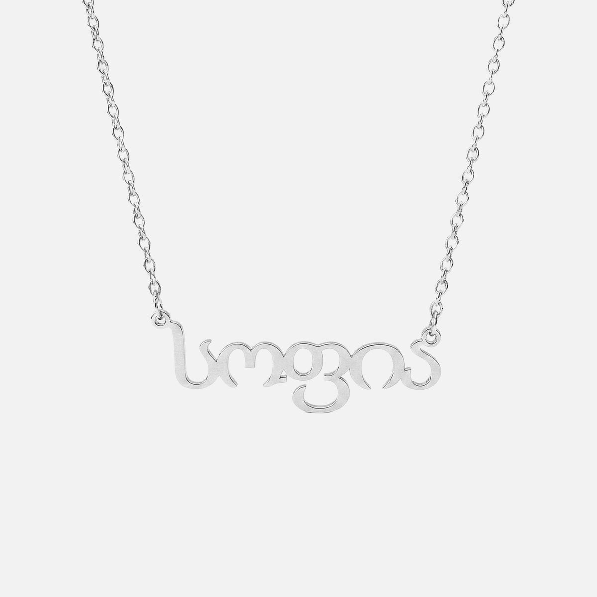 Custom Language Necklace in Georgian, silver