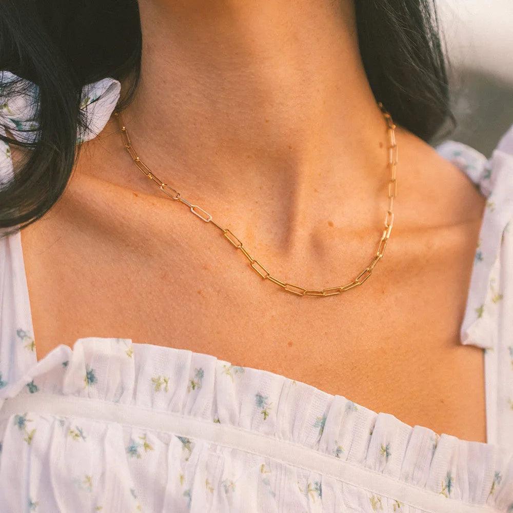 Cuban Paper Clip Necklace (14k Gold-Plated) - Jewelled Me