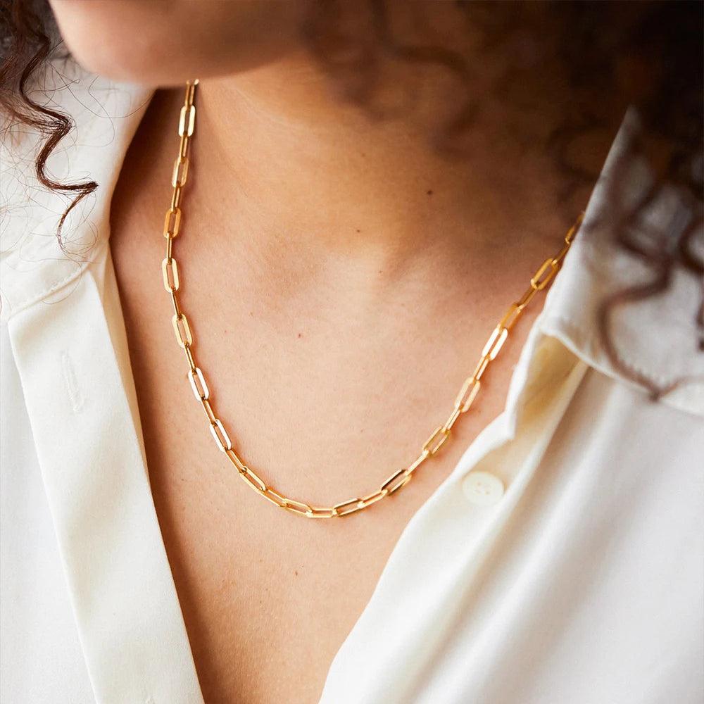 Cuban Paper Clip Necklace (14k Gold-Plated) - Jewelled Me