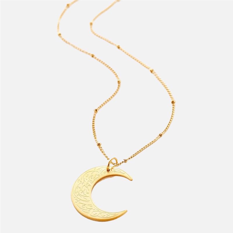 Arabic Ayatul Kursi Crescent Moon Necklace - Jewelled Me