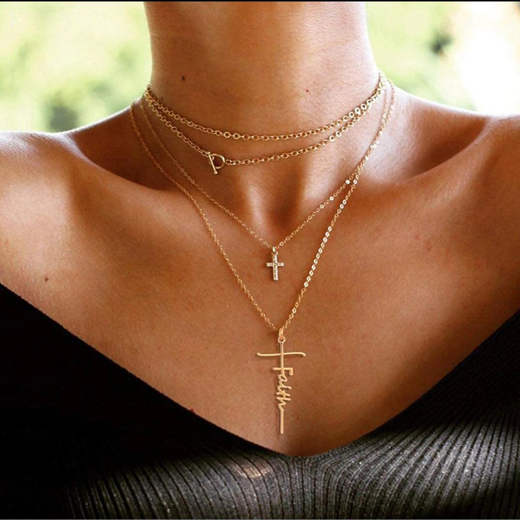 Customised Cross Necklace - Jewelled Me