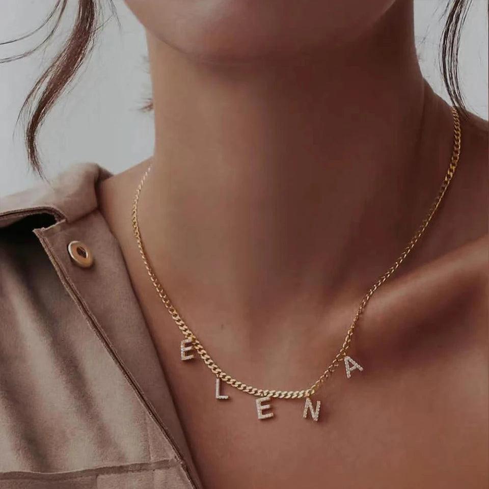 Custom ICED Cuban Link Name Necklace (14k Gold-Plated) - Jewelled Me