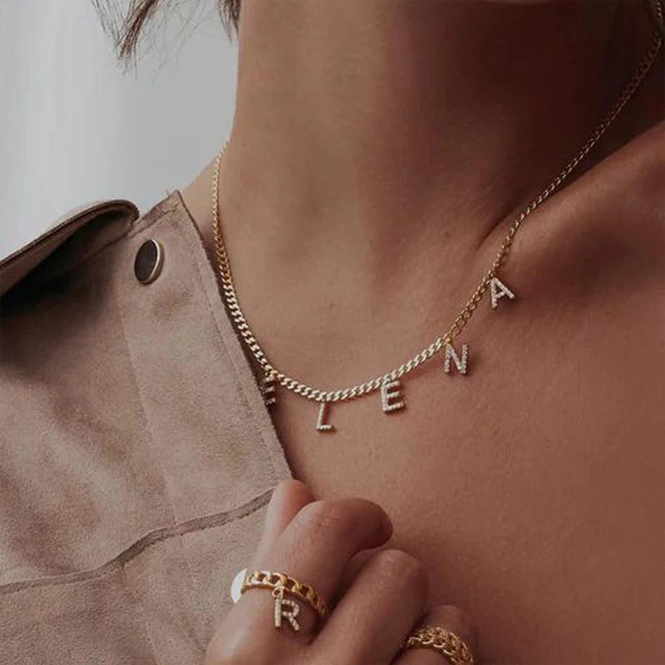 Custom ICED Cuban Link Name Necklace (14k Gold-Plated) - Jewelled Me