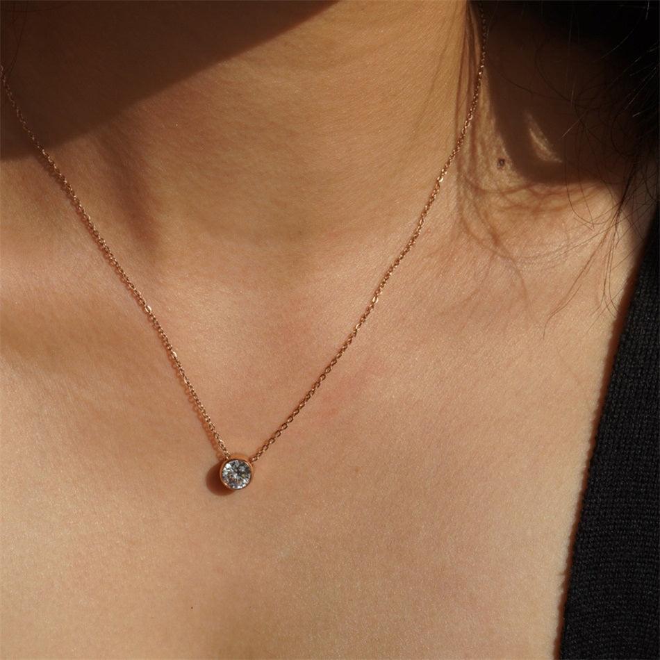 Bezel Birthstone Necklace (14k Gold Plated) - Jewelled Me