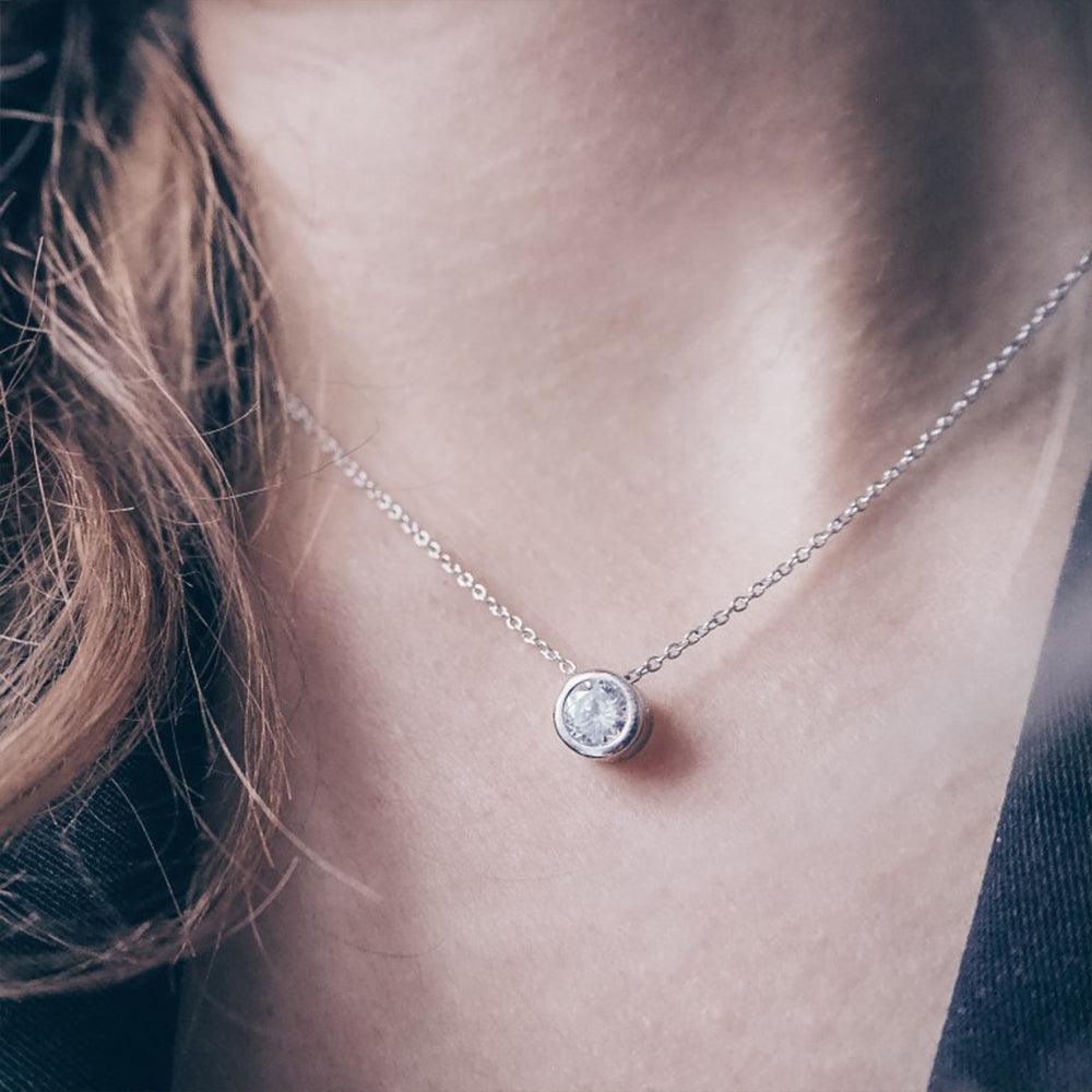 Bezel Birthstone Necklace (14k Gold Plated) - Jewelled Me