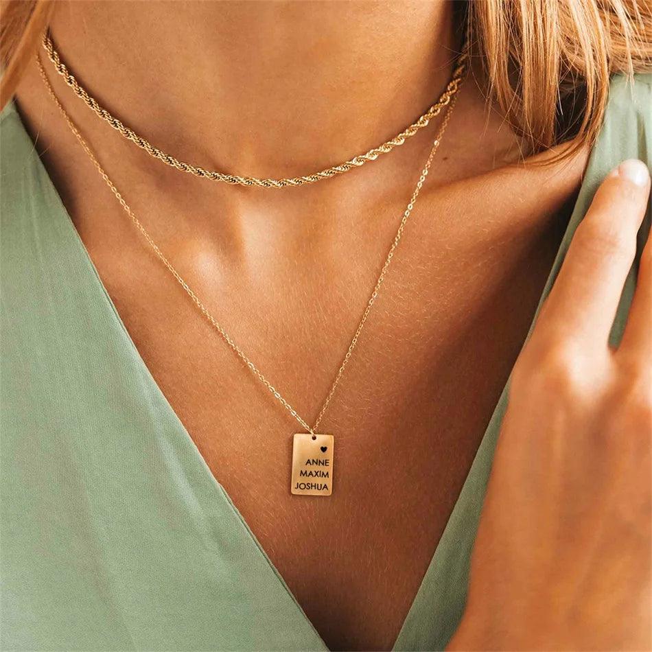 Custom Rectangle Pendant (14k Gold-Plated) - Jewelled Me