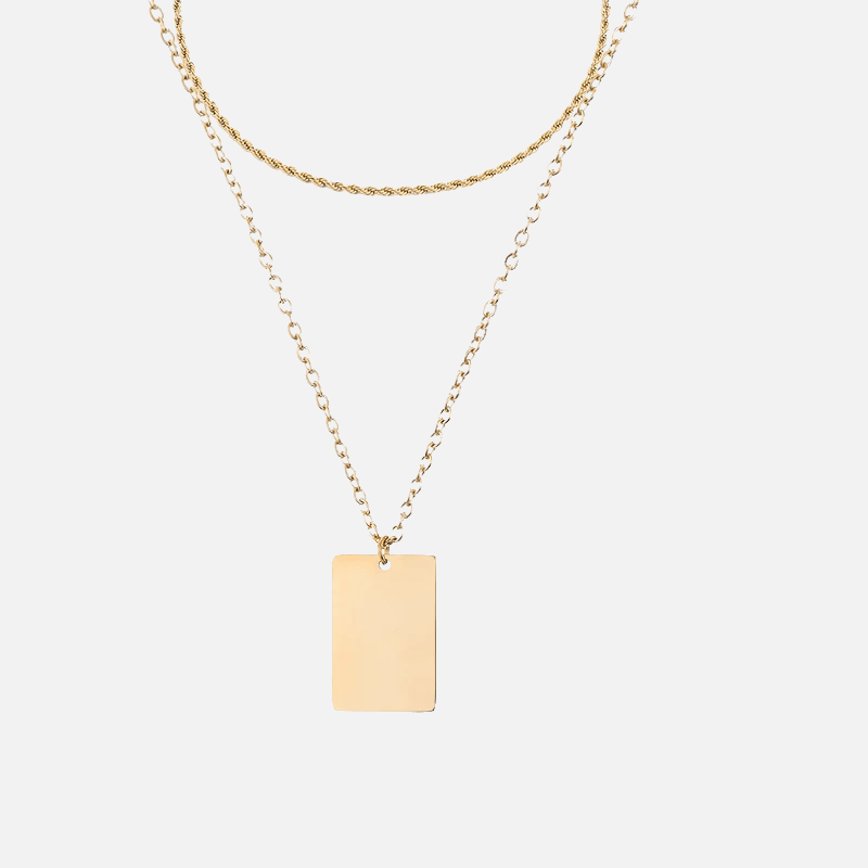 Custom Rectangle Pendant (14k Gold-Plated) - Jewelled Me