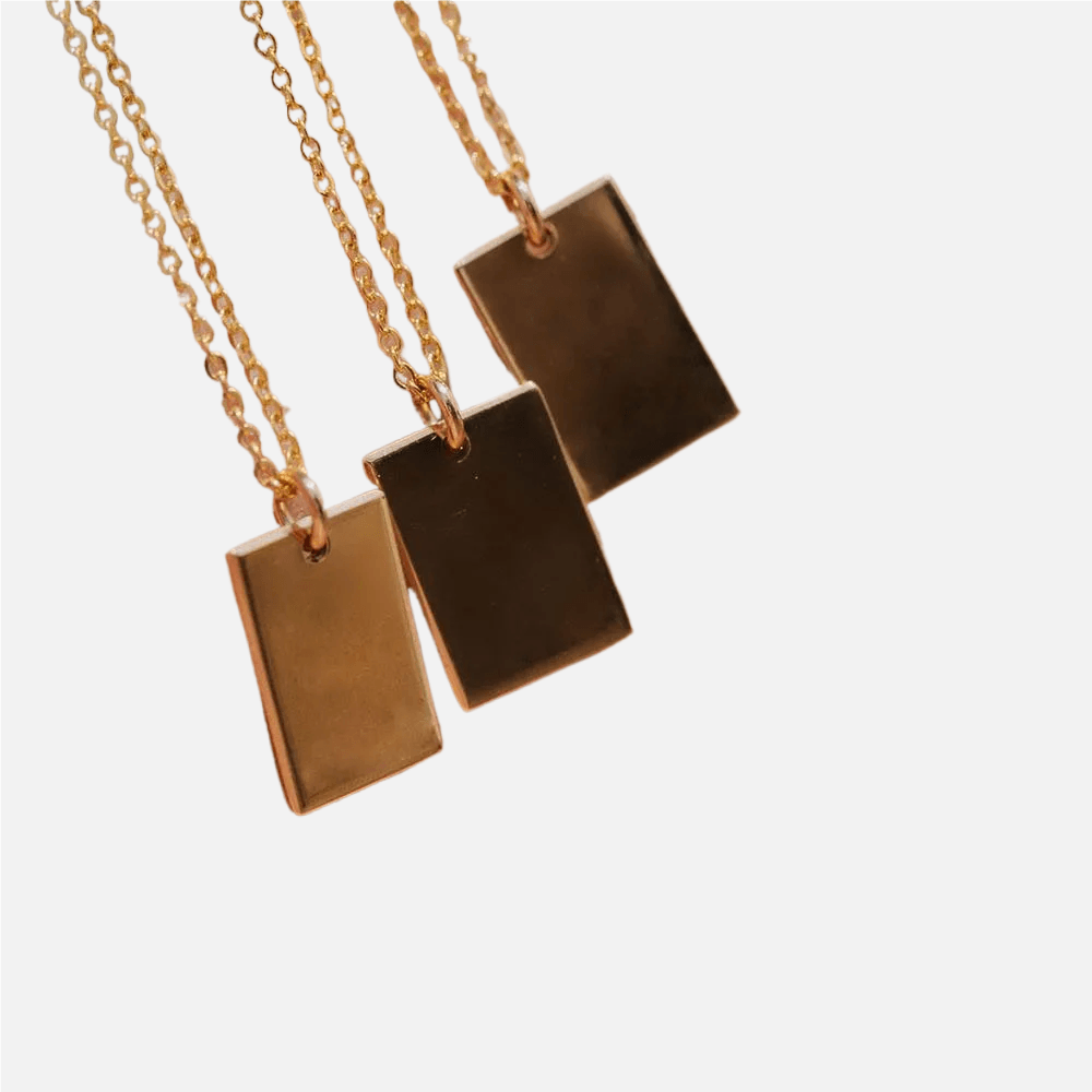 Custom Rectangle Pendant (14k Gold-Plated) - Jewelled Me