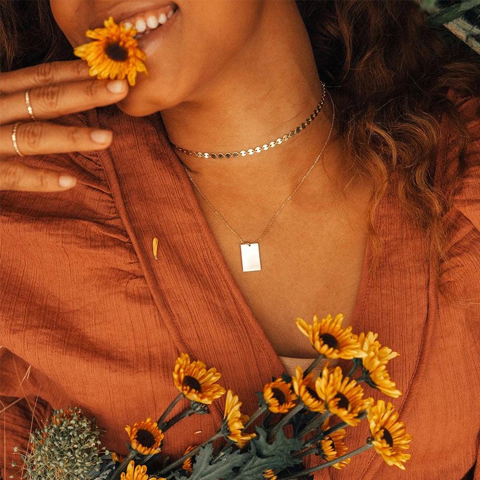 Custom Rectangle Pendant (14k Gold-Plated) - Jewelled Me
