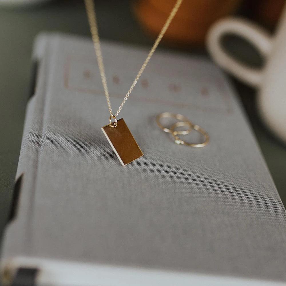 Custom Rectangle Pendant (14k Gold-Plated) - Jewelled Me