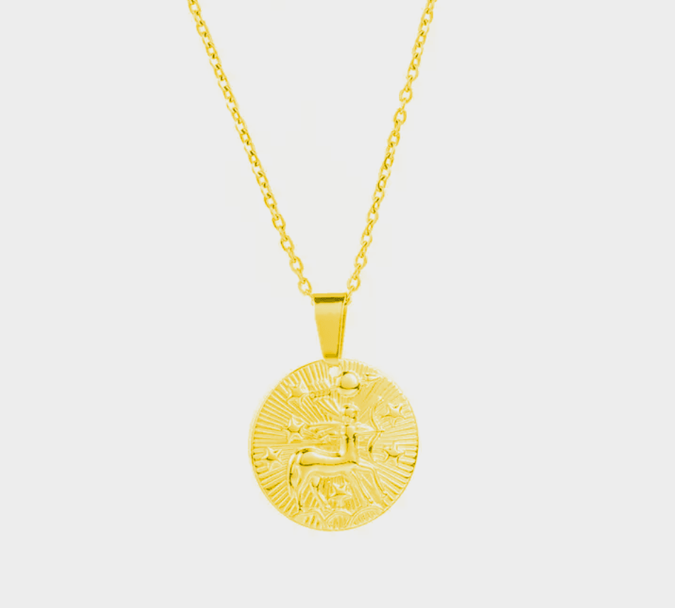 Embossed Sun Sign Zodiac Necklace - Jewelled Me
