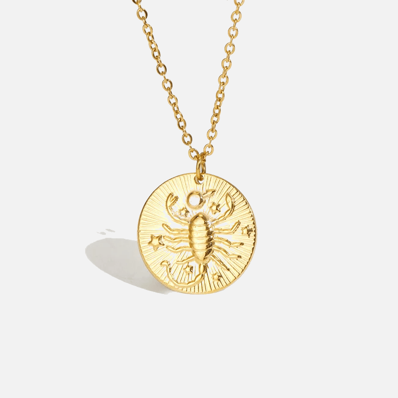 Embossed Sun Sign Zodiac Necklace - Jewelled Me